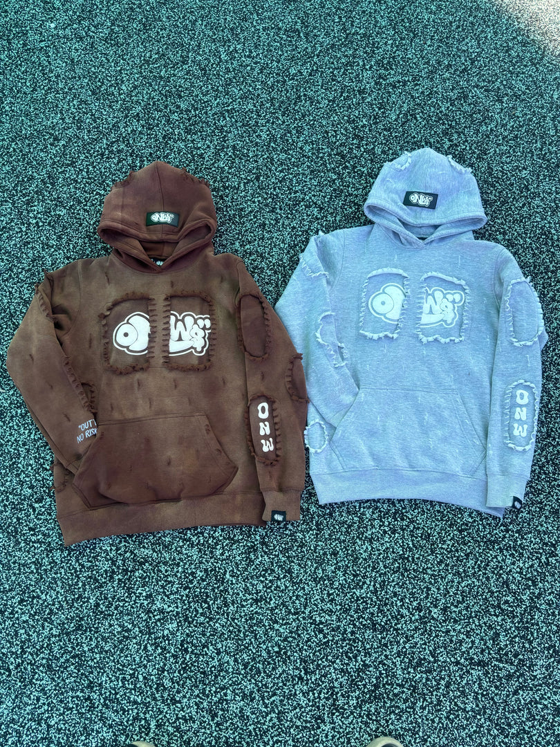 ONW DISTRESSED HOODIE “COOL GREY”