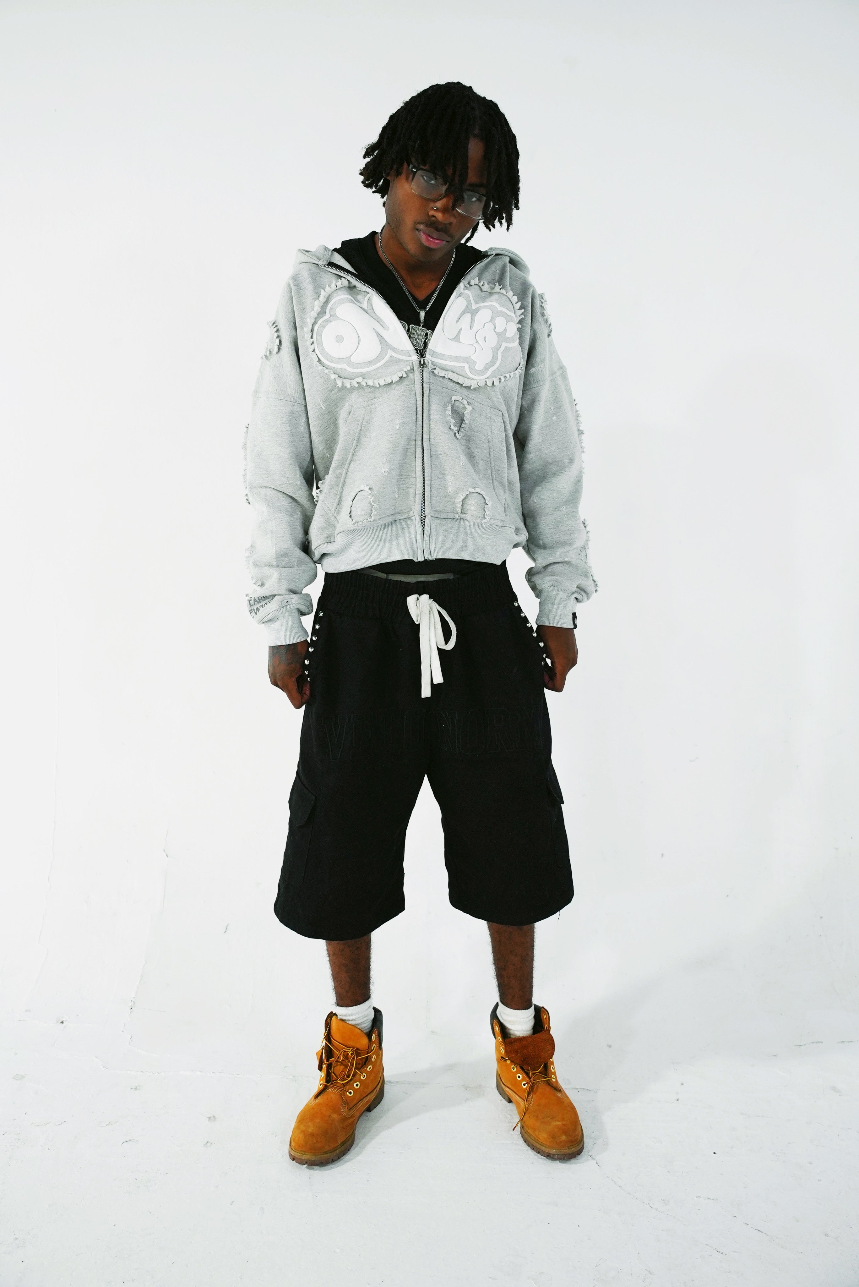 ONW DISTRESSED ZIP UP “COOL GREY”