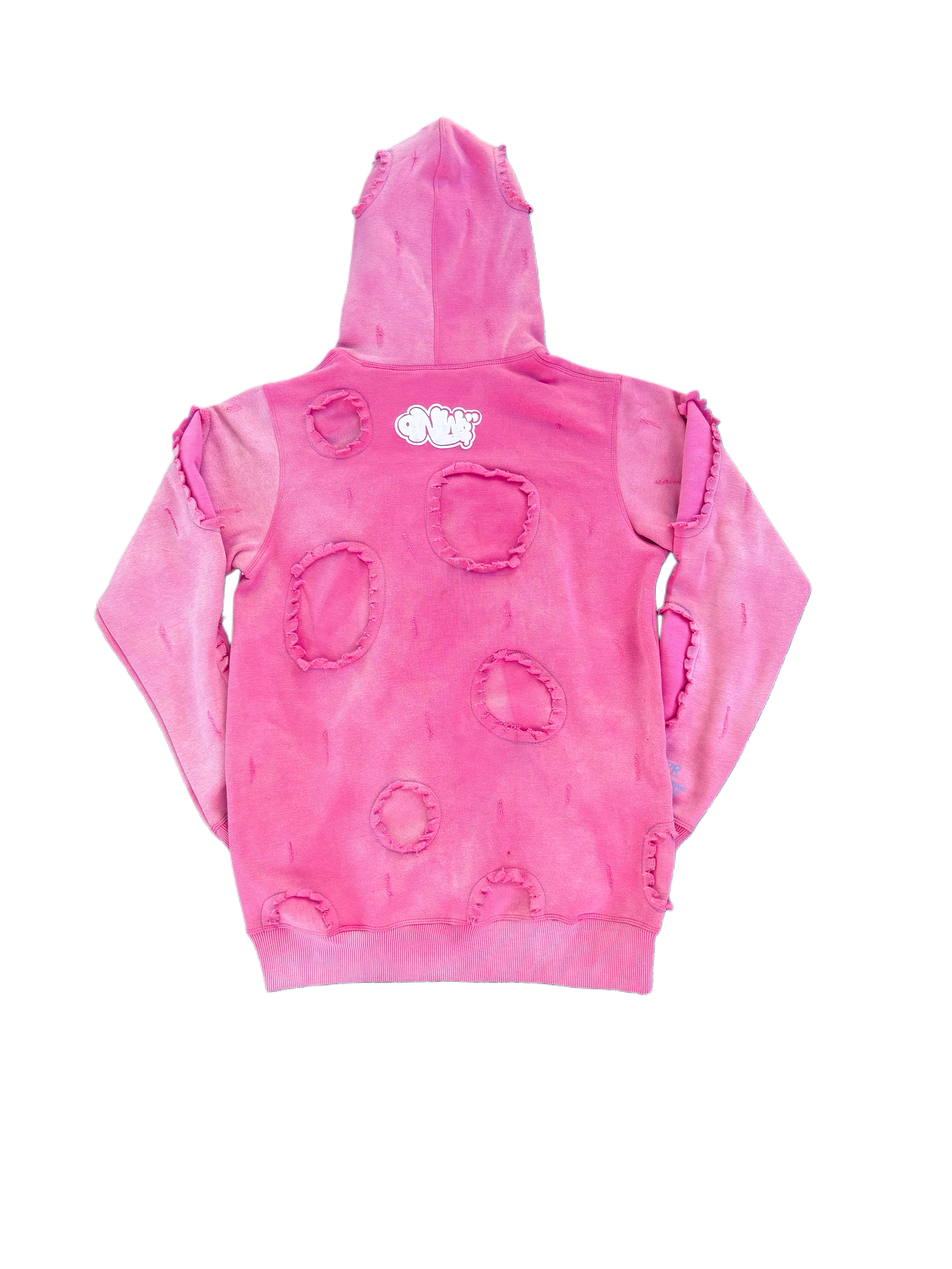 ONW DISTRESSED HOODIE “FUCHSIA”