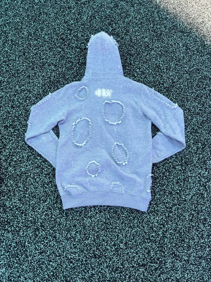 ONW DISTRESSED HOODIE “COOL GREY”