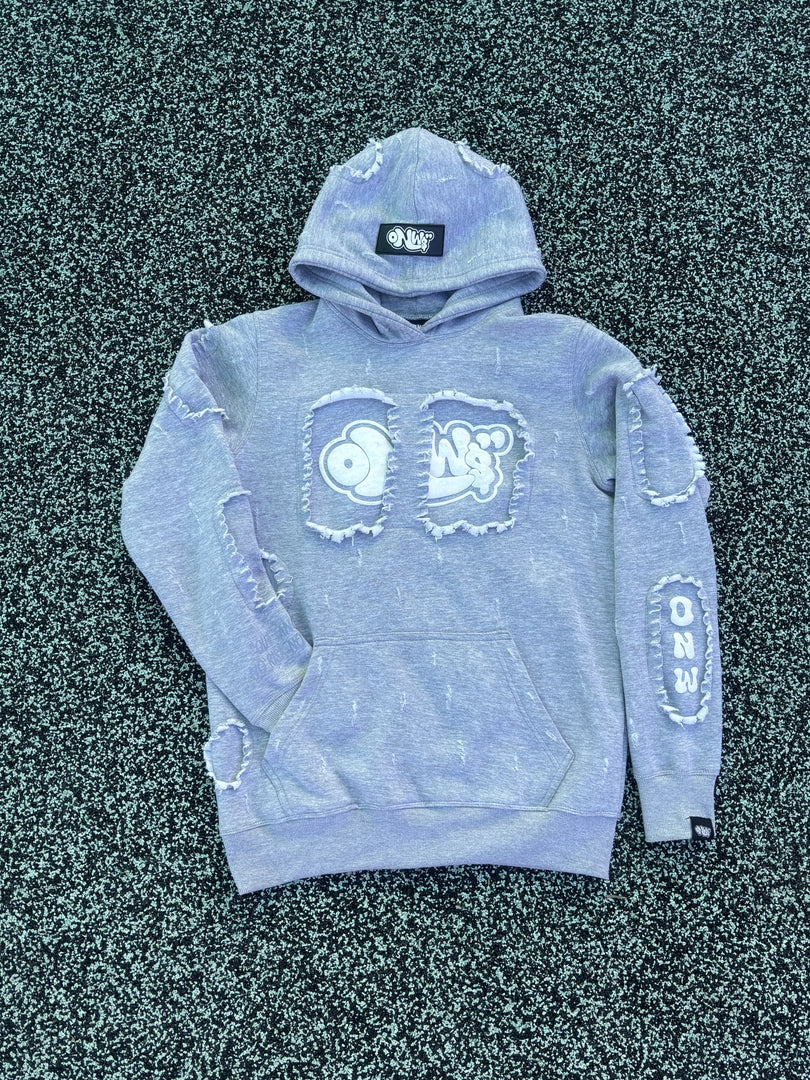 ONW DISTRESSED HOODIE “COOL GREY”