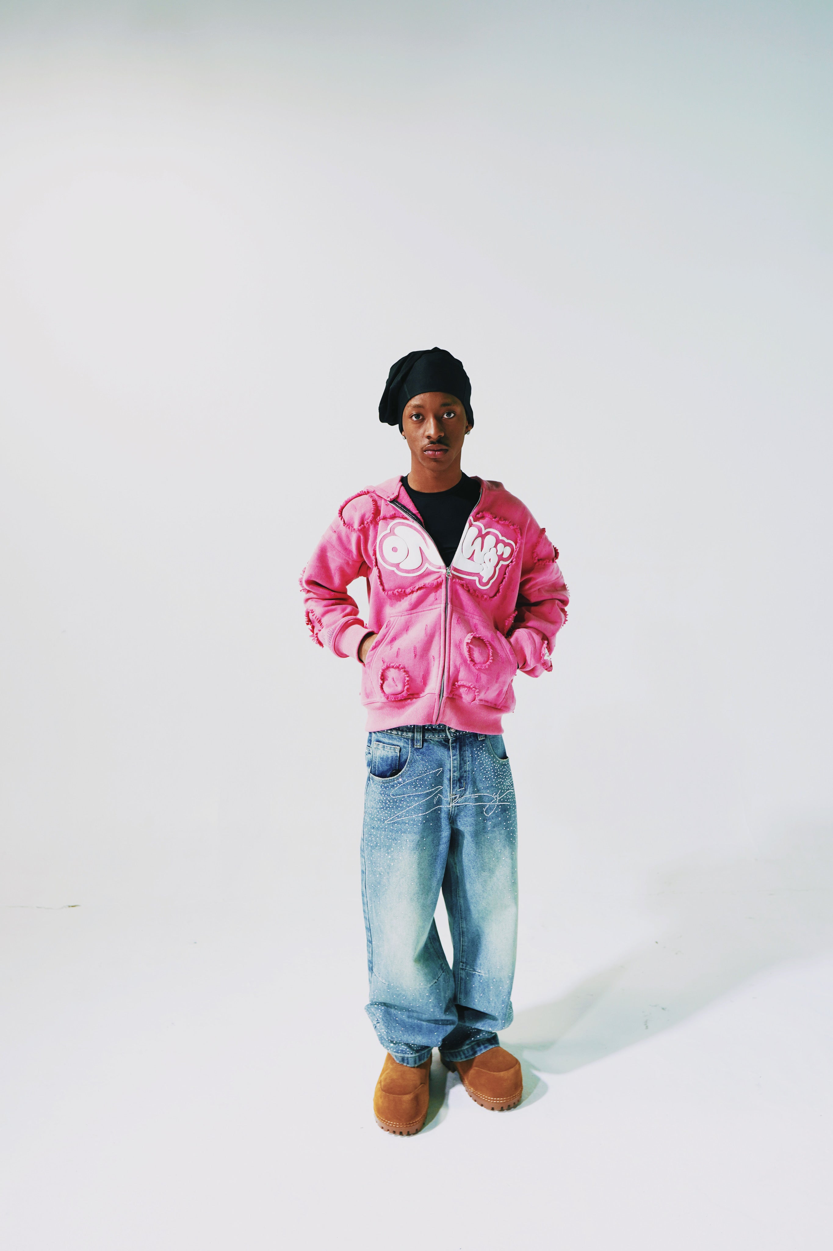 ONW DISTRESSED ZIP UP “FUCHSIA”