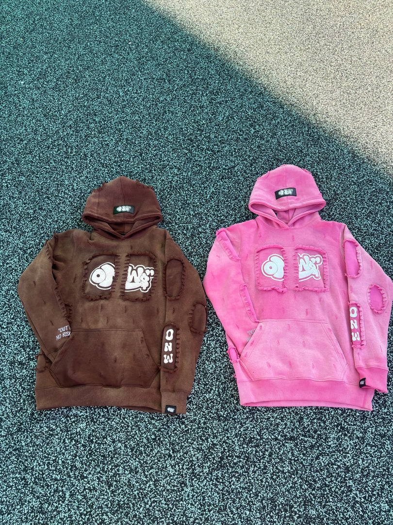 ONW DISTRESSED HOODIE “FUCHSIA”