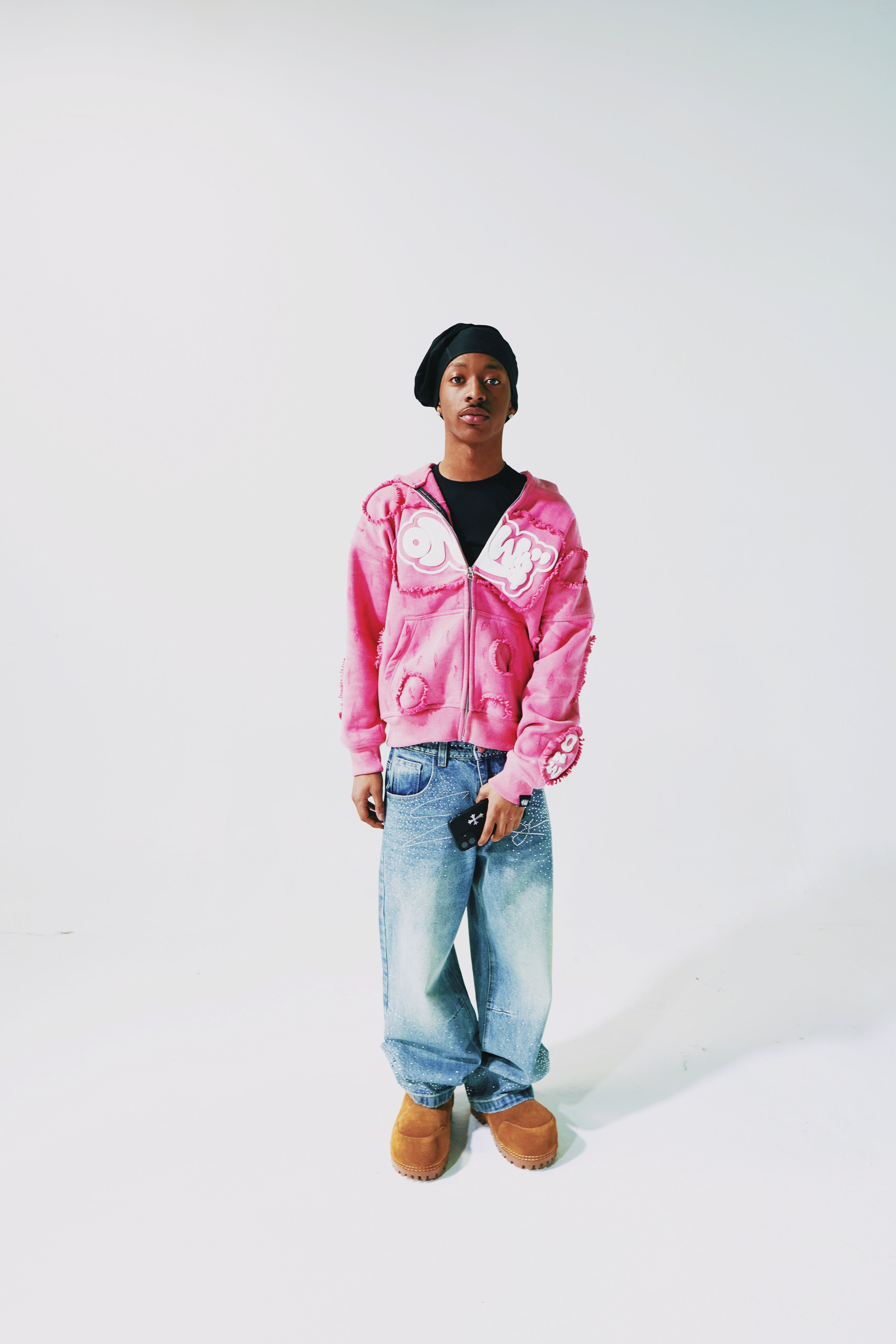 ONW DISTRESSED ZIP UP “FUCHSIA”