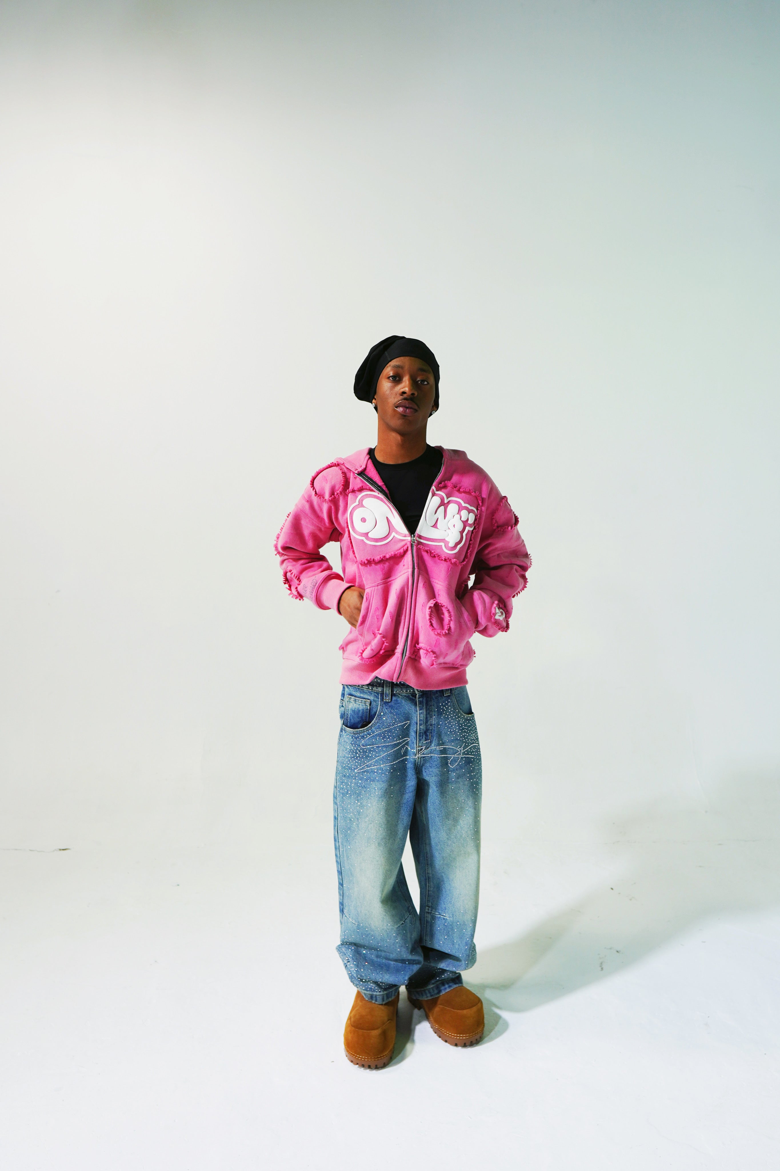 ONW DISTRESSED ZIP UP “FUCHSIA”